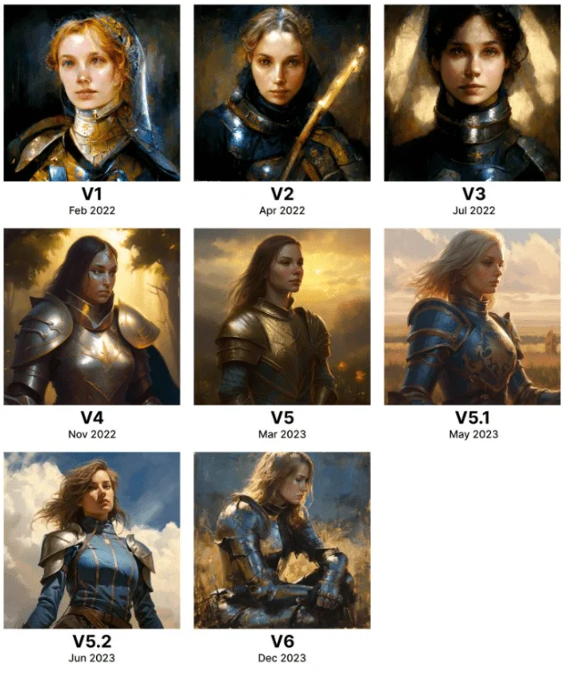 Previous versions by Midjourney