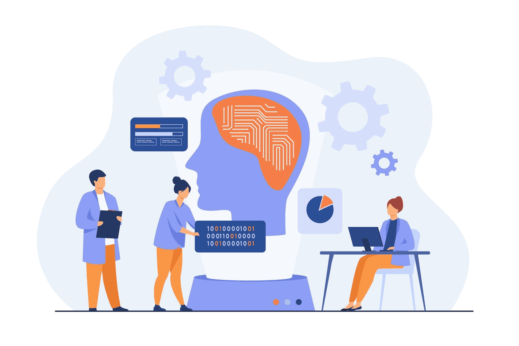 Experts at a machine learning development company building advanced machine learning app development solutions using neural networks and AI-driven software