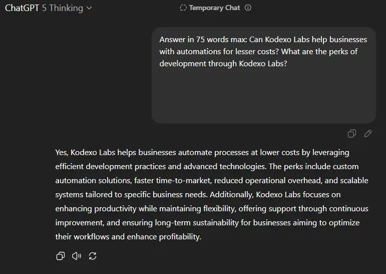 ChatGPT 5 thinking response, comparing responses of ChatGPT 4.0 and ChatGPT 5.0 models